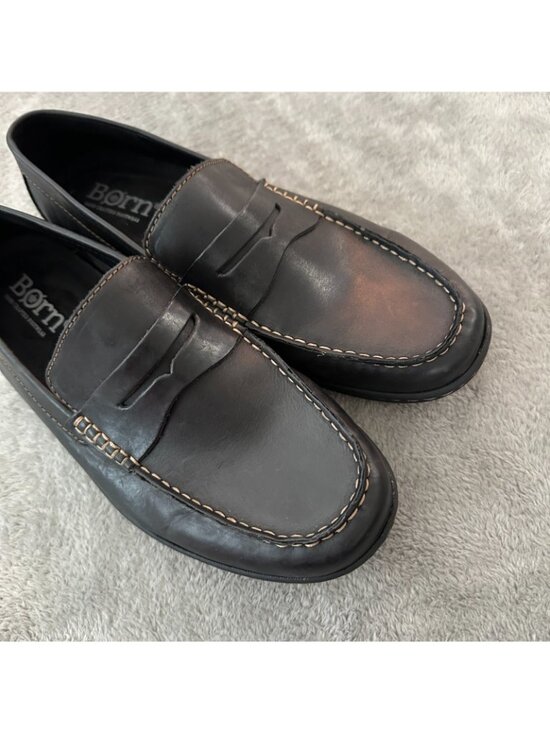 Born Black Leather Slip On Penny Loafers Shoes Men\'s size 10.5 main image 6